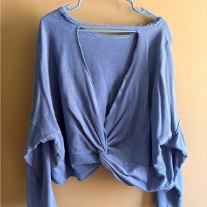 Blue Knotted Long Sleeve Top